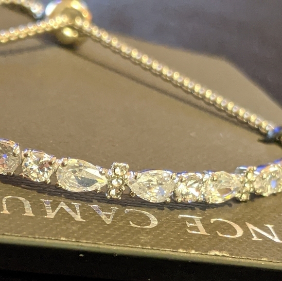 NEW Vince Camuto Genuine CZ Silvertone Slider Adjustable Bracelet - Picture 4 of 6